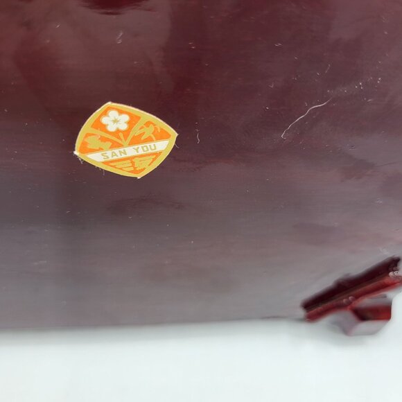 Vintage Chinese Hand Carved Cork Diorama Jewelry Box Red Lining Wood Box SEE - Picture 15 of 16